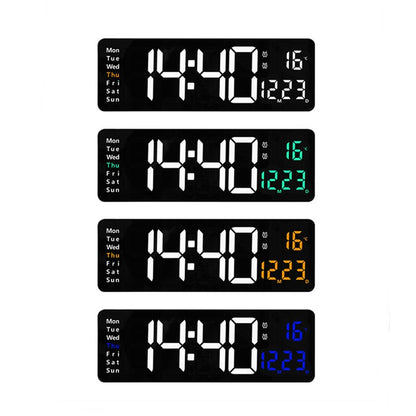 Large Digital Wall Clock Temp Date Week Display Remote Control Power Off Memory Table Clock Wall-mounted Dual Alarms LED Clocks