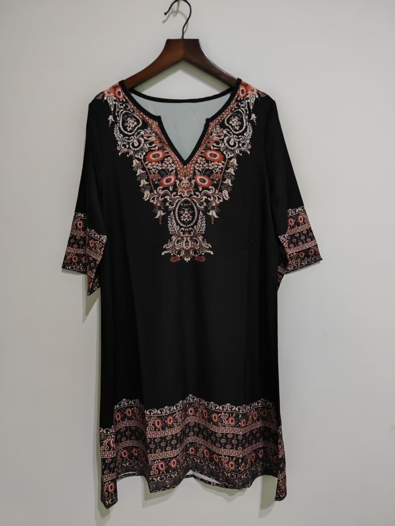 Women's Clothes Casual print Short Sleeve V-Neck Waist Cinched Dress summer vintage New Female Fashion Loose Mini Dresses 2025