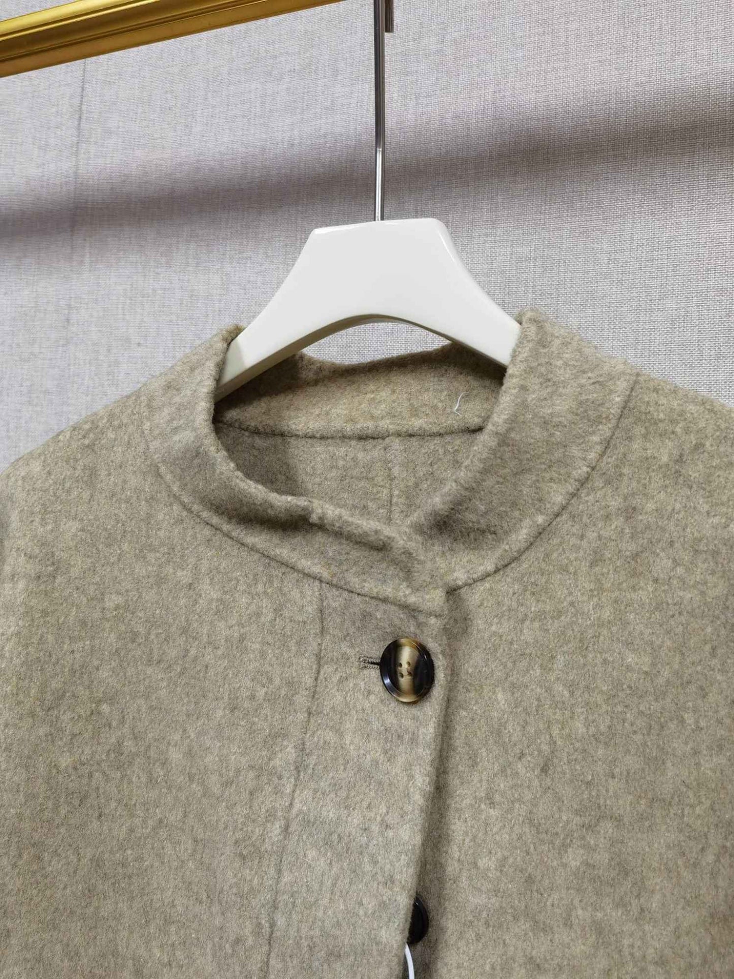 2025 Autumn Winter Fashion Women 3 Colors Single Breasted Stand Collar Coat Lady Double Sided Woolen Jacket