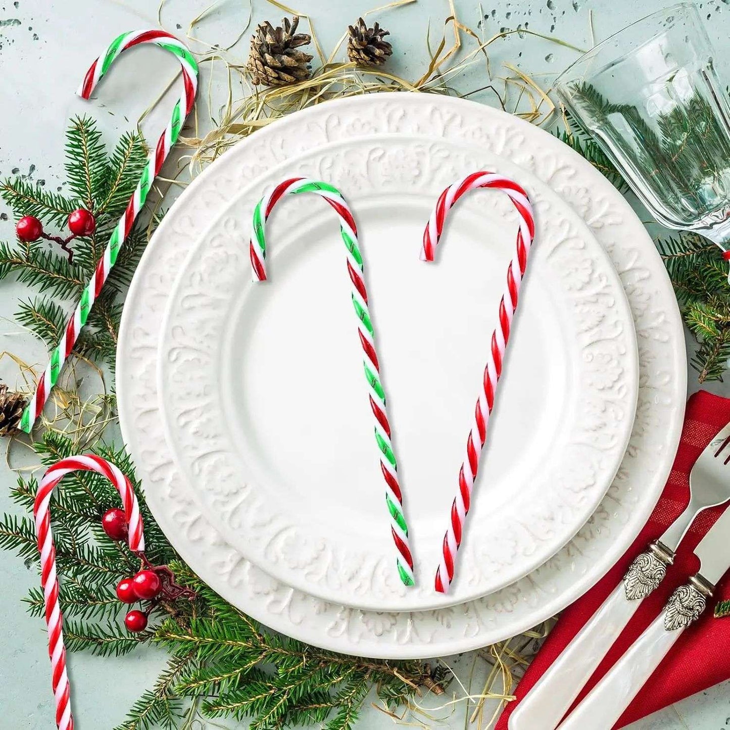 20pcs Christmas Candy Canes Acrylic Xmas Tree Hanging Crutch Pendant New Year  Party Home Decoration Ornaments Gifts