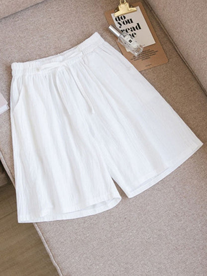 Women shorts Summer Casual Solid Cotton Linen shorts high waist loose shorts for girls Soft Cool female shorts M-3XL