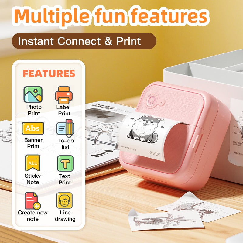 DOLEWA D8 Portable Mini Printers Wireless Bluetooth Inkless Sticker Maker Printer Tag Price Machine for Office School Kitchen