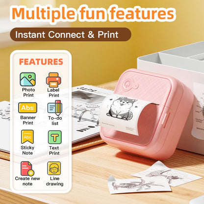 DOLEWA D8 Portable Mini Printers Wireless Bluetooth Inkless Sticker Maker Printer Tag Price Machine for Office School Kitchen