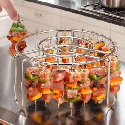 Air Fryer Grill Rack Stainless Steel Hanging Grill Skewers Non-Stick home Barbecue Kebabs Rack For Vegetable Fish Meat Shrimp