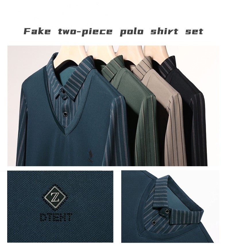 High quality brand long sleeve men's polo shirt autumn new style fashionable flip collar striped personalized top casual T-shirt