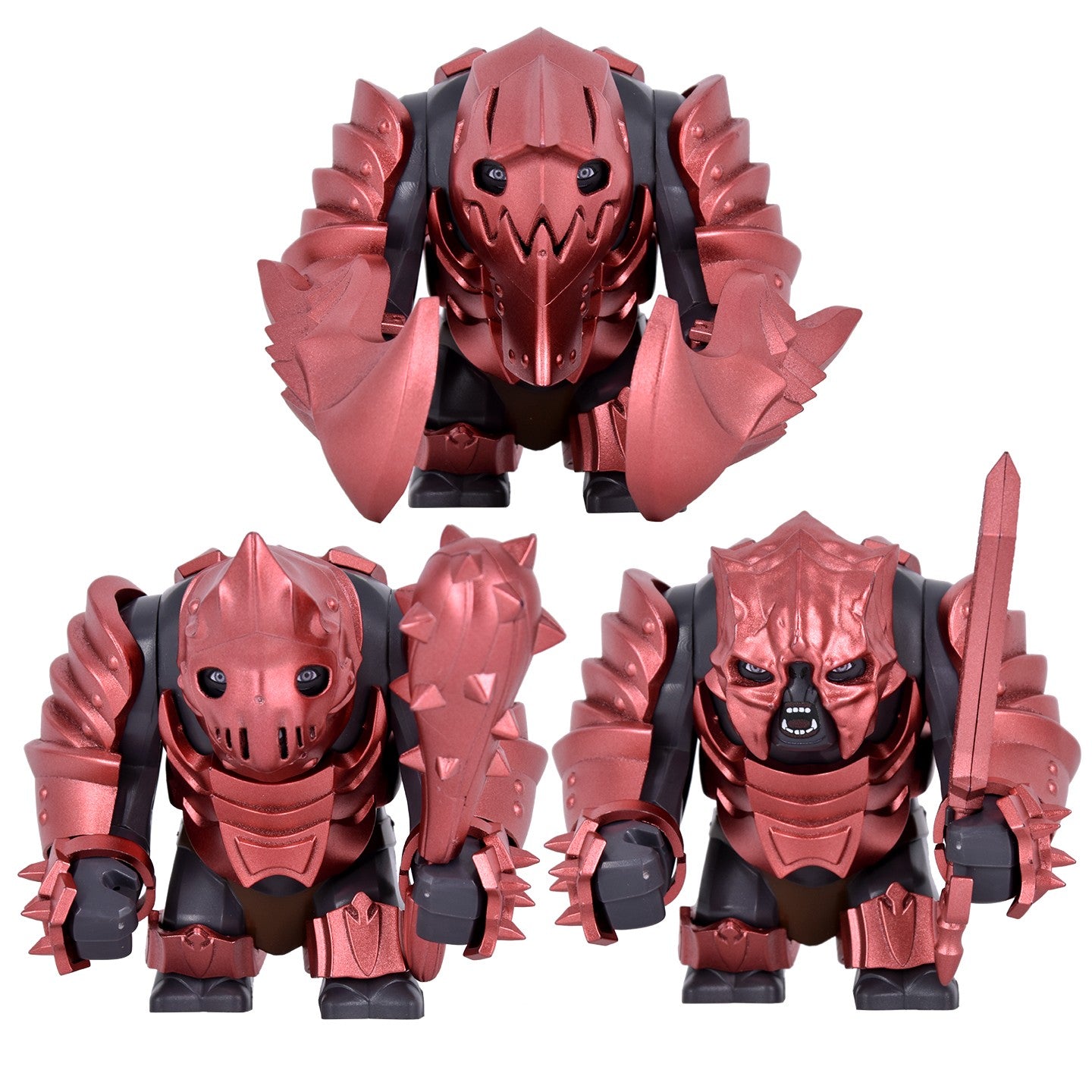 Medieval Cave Troll Building Blocks Weathered Rust Armor Rich Accessories Large Posable Brick Figure Fantasy Collectible Toy