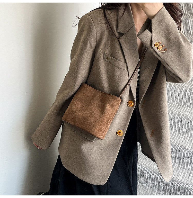 Design PU Suede Leopard Shoulder Bags for Women 2025 New Winter Crossbody Bag Females ?Luxury Handbags and Purses Bucket