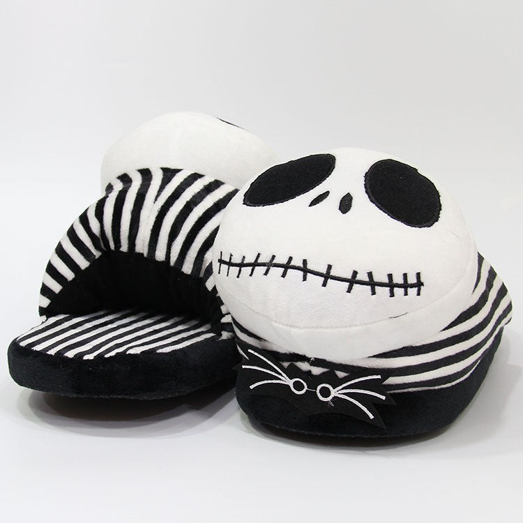 28cm Disney Filme O Estranho Mundo de Jack Skellington Pelúcia Chinelos de Quarto Masculino Feminino Inverno Presentes