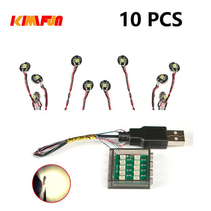 10PCS 0.8mm Pino RGB LED Blocos de Montar USB Lâmpada DIY Luz de Rua Cidade Decoração Elétrica 1X1 Tijolo Compatível com Todas as Marcas