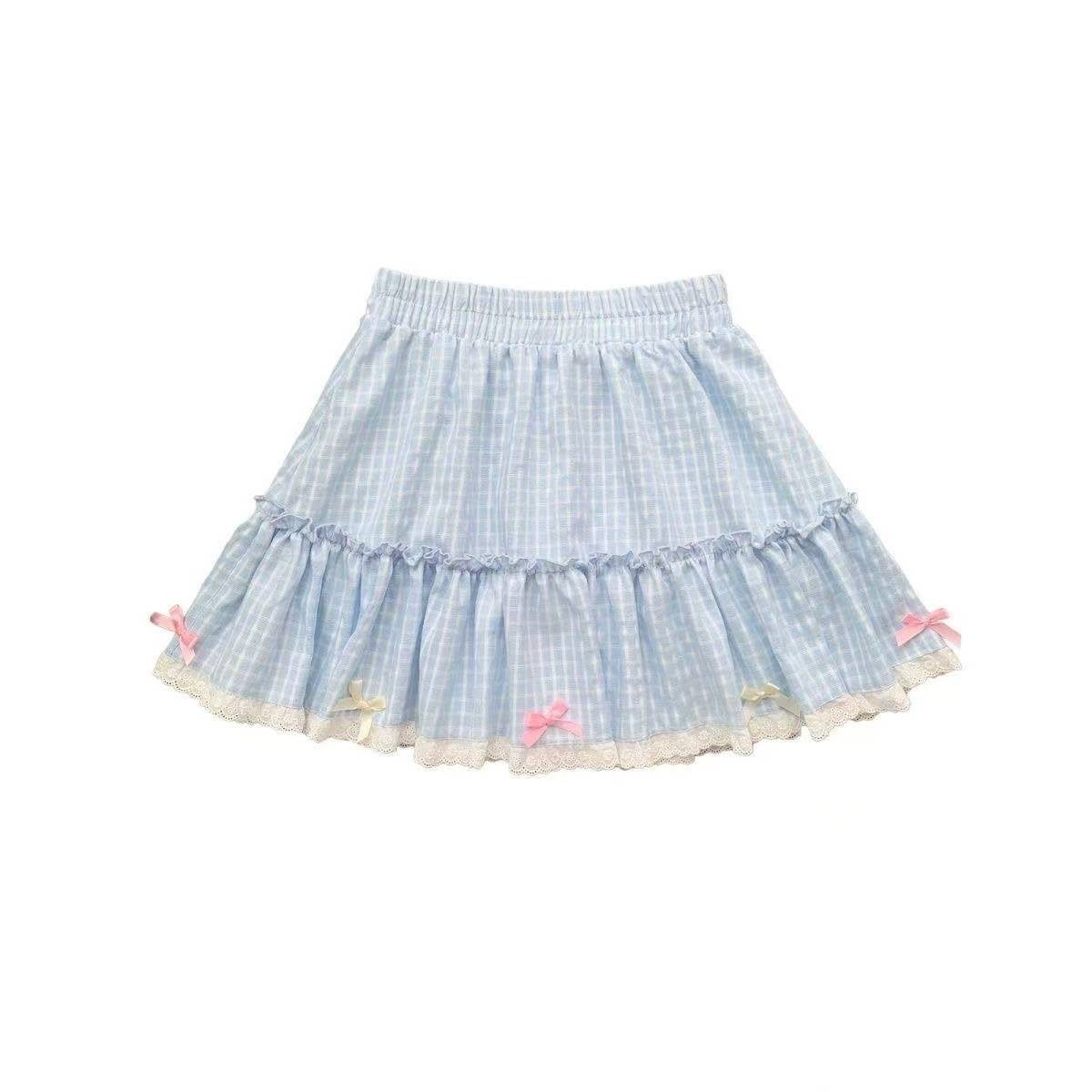 Sweet Cute Lace Cake Skirt Kawaii Lolita Japanese Mini Layered Ruffles Skirts Y2k Harajuku Casual Women Summer 2025 Skirts