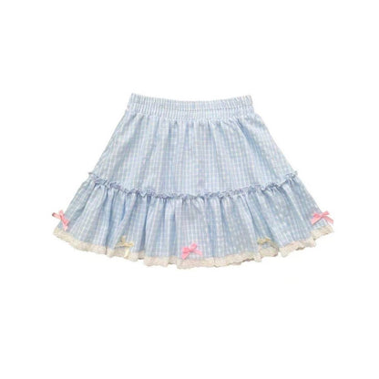 Sweet Cute Lace Cake Skirt Kawaii Lolita Japanese Mini Layered Ruffles Skirts Y2k Harajuku Casual Women Summer 2025 Skirts