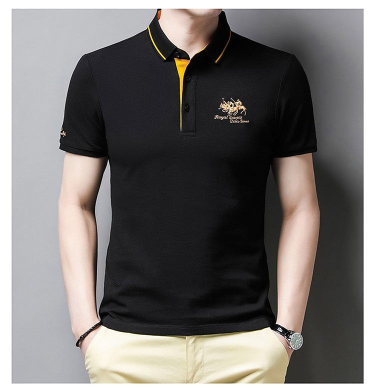 New Summer Embroidered Pure Cotton Men's Luxury Polo Shirt Top Casual Short Sleeved Fashionable Wrinkle Resistant Men's T-shirt