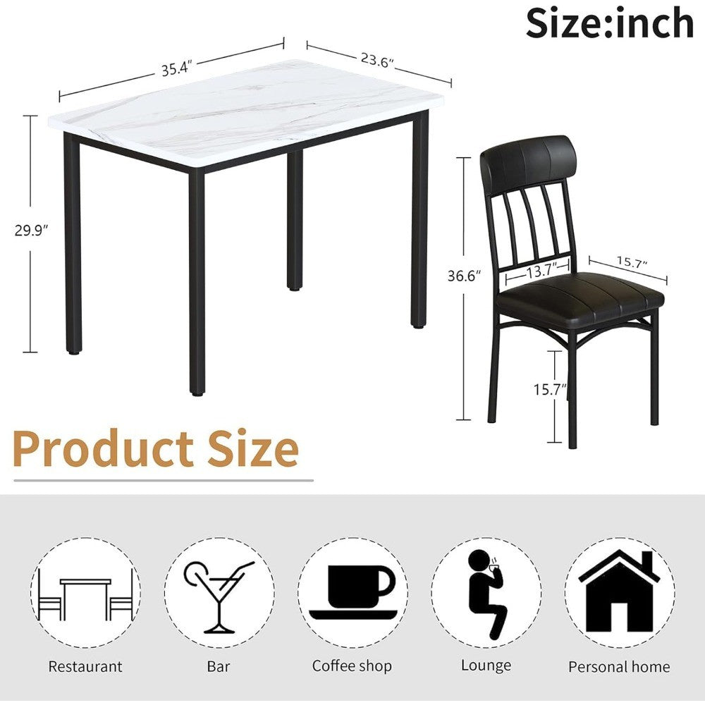 3 Piece Dining Table Set for 2, Small Industrial Kitchen Tables and 2 Chairs, Breakfast Dining Tables Set, Kitchen Table Set