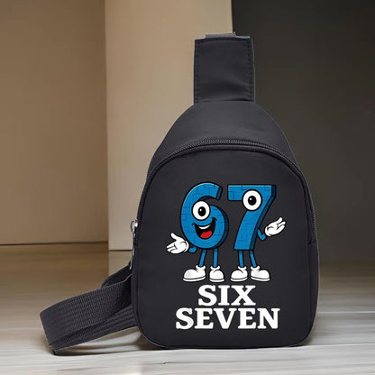Bolsas Tiracolo Transversais para Meninas e Meninos Estampa 67 Seis Sete Pequenas Bolsas de Ombro Italian Brainrot Bolsas de Bebê para Viagem Diária