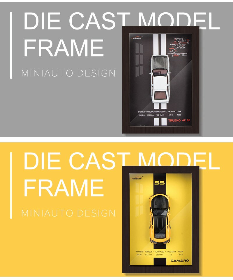 1/32 Versão Porta-retrato Liga de Metal Modelo de Carro Esportivo Simulação Carro de Corrida 3D Pintura de Parede Coleção Presentes Infantis Decoração