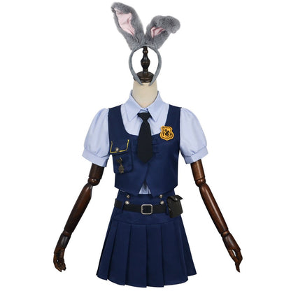 Hot Movie Zoo Judy Cosplay Costume Adult Rabbit Police Officer Cosplay Halloween Carnival Party Suit With Rabbit Ear Headwear