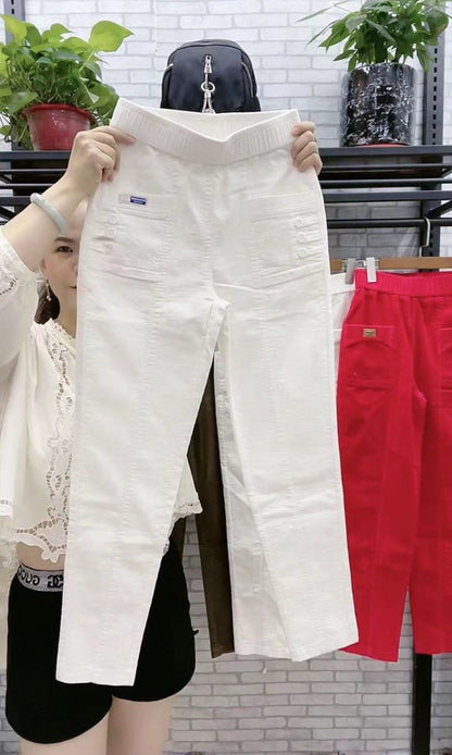 Women Warm Spring Winter Button Pockets Ruffles Vintage Big Large Plus Sizes Casual Party Fashion Loose Pant