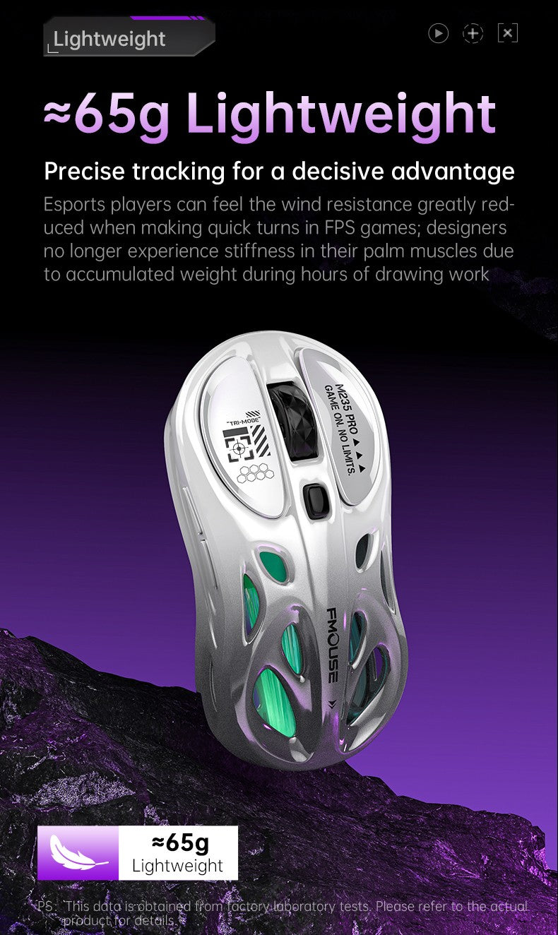M235 Pro Lightweight Wireless Laptop Mouse BT/2.4G/Wired RGB 1000Hz Polling Rate Programmable Designed for Comfortable Office