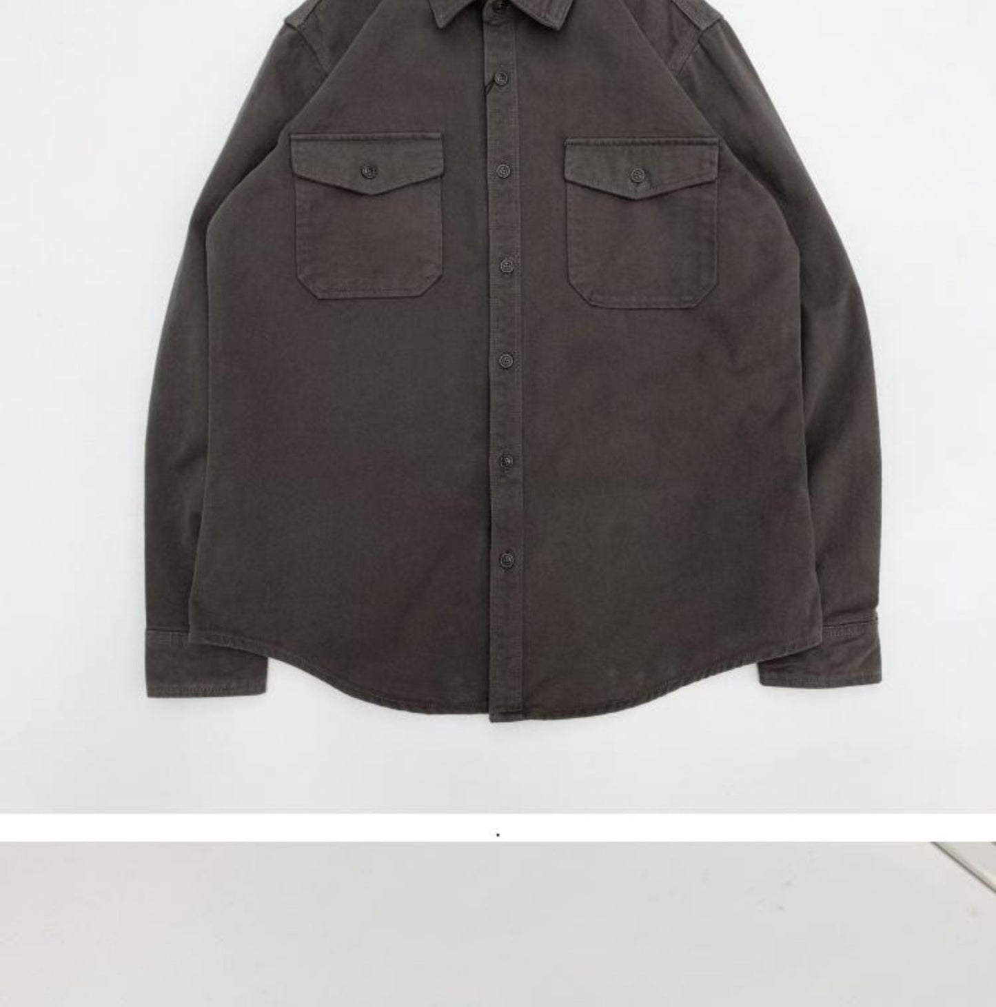 May Khaki heavy cargo double-pocket shirt men's cotton wash wool long-sleeved Japanese vintage loose coat