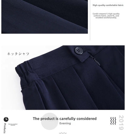 Spring Hot Sale Of The Season Women's Basic JK Uniform Skirt A- Line Elastic Waist Dark Blue Pleated Skirt College Style Half-le