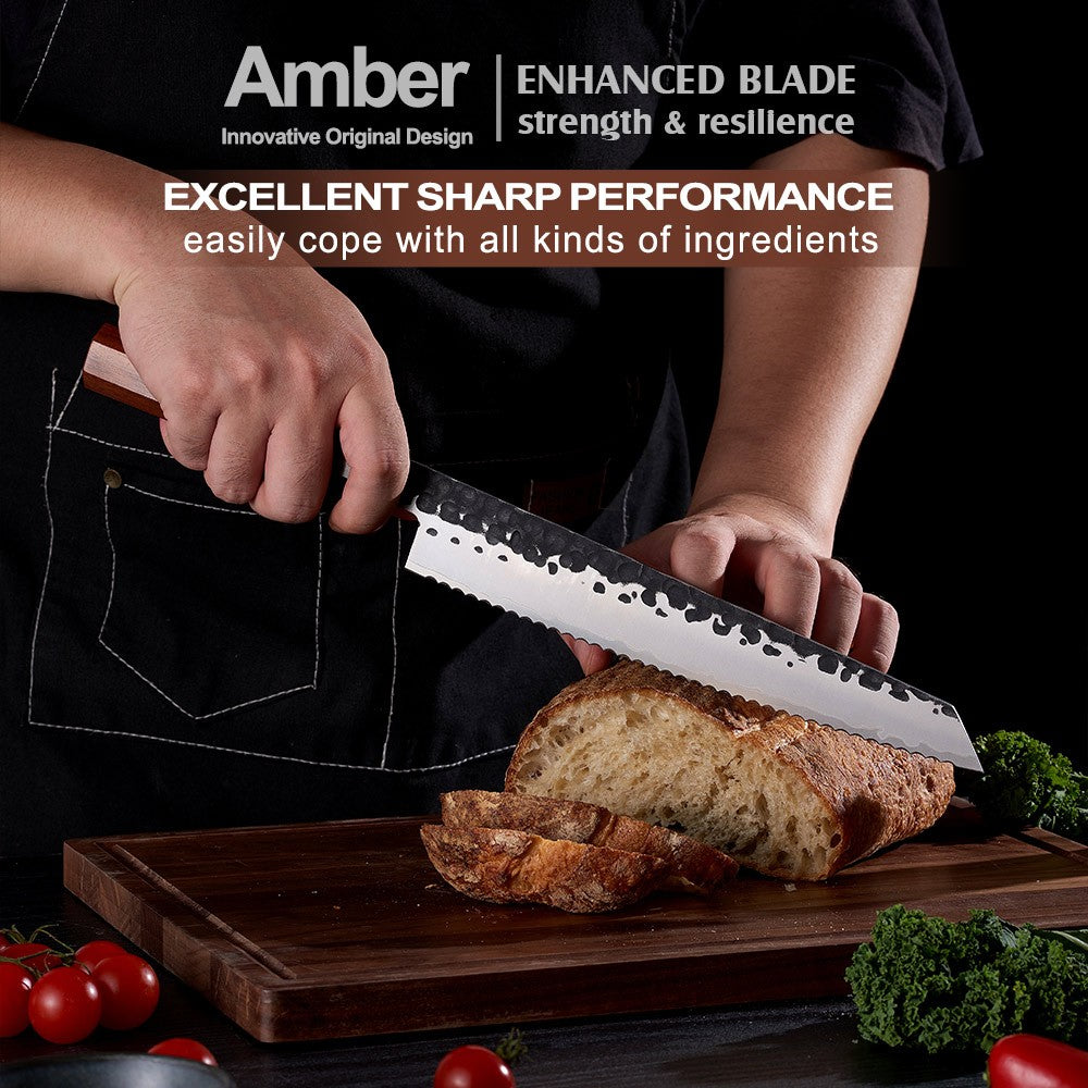 Amber 1-5pcs Kitchen Knives Set 3 Layers AUS-10 Steel Chef Knife Professional Japanese Knife Cooking African Mkuruti Handle