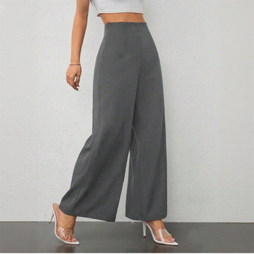 Women Elegant Wide Leg Pant 2025 Fashion New In High Waist Solid Trousers Office Lady French Pants Female Casual Street Clothing