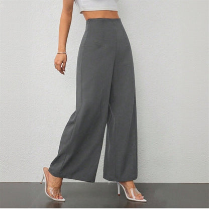 Women Elegant Wide Leg Pant 2025 Fashion New In High Waist Solid Trousers Office Lady French Pants Female Casual Street Clothing