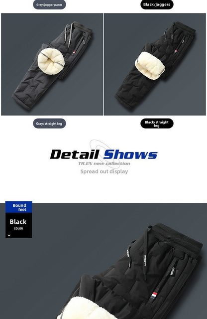 Men's Cargo Trousers Man Pants Plus Sweatpants Large Size Winter Warm Fleece Outer Y2k Alo Black Wear Thickened Baggy