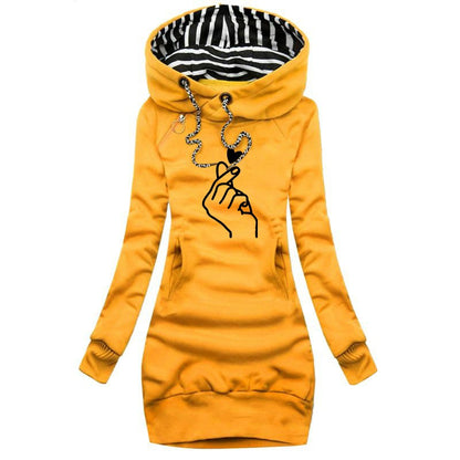Women Sweater Dress Long Sleeve Hoodie Dress Autumn Winter Casual Slim Sweater Hoodies Dress