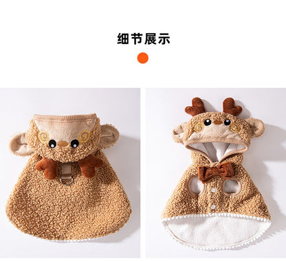 Roupas de Natal para Cães de Inverno Desenho Animado Vestido Médio e Grande Porte Golden Retriever Cão Grande Capa de Duas Pernas Vestido de Transformação