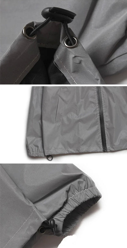 Plus Size 4XL Men Spring Autumn full reflective Windbreaker waterproof Jacket male High street hip hop Loose Hooded Coats