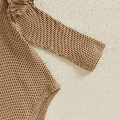 Baby Girls Spring Outfits Short Sleeve Ribbed Romper Suspender Skirt Headband Set Newborn 3 Piece Clothes