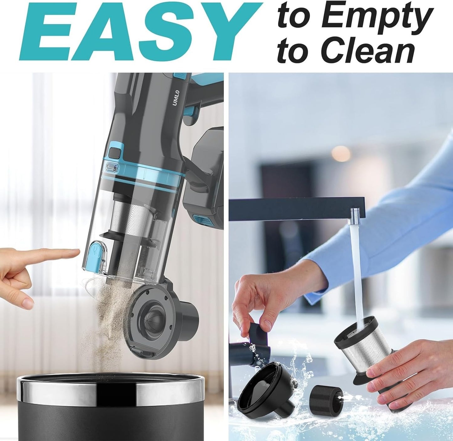 UMLO V11 Cordless Vacuum Cleaner 300W 45kPa Powerful Brushless Motor Lightweight Handheld Stick Vacuum for Home Carpet Hardfloor