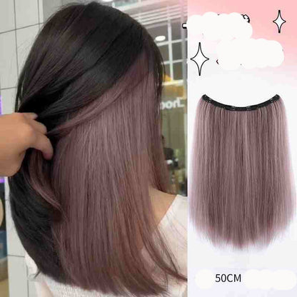 Extensões de Cabelo Sintético em V de uma Peça com 4 Clips Cabelo Liso Longo Peruca Cor 50CM Cabelo Falso Natural