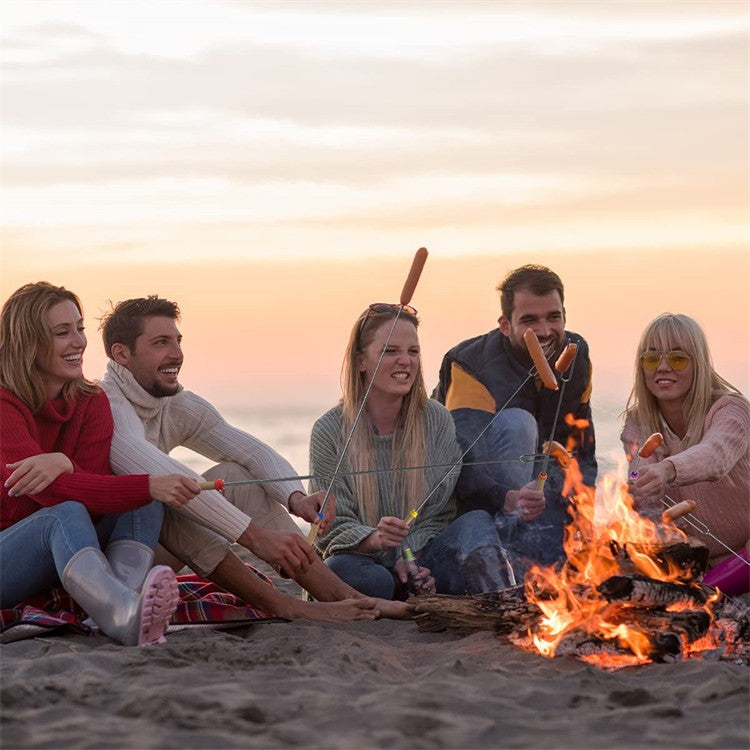 LMETJMA 8 pcs Barbecue Skewers Extendable Marshmallow Roasting Sticks Stainless Steel BBQ Telescoping Smores Skewers KC0467