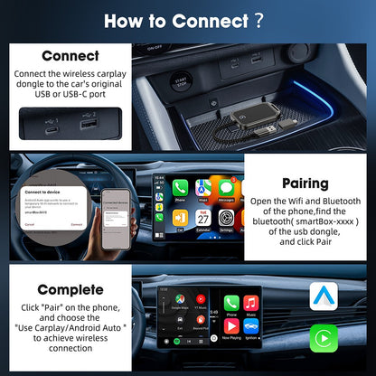 2 in 1 Wired to Wireless Carplay Android Auto Mini Box Dongle Wireless Carplay Adapter For Toyota Mazda Chevrolet Ford Hyundai