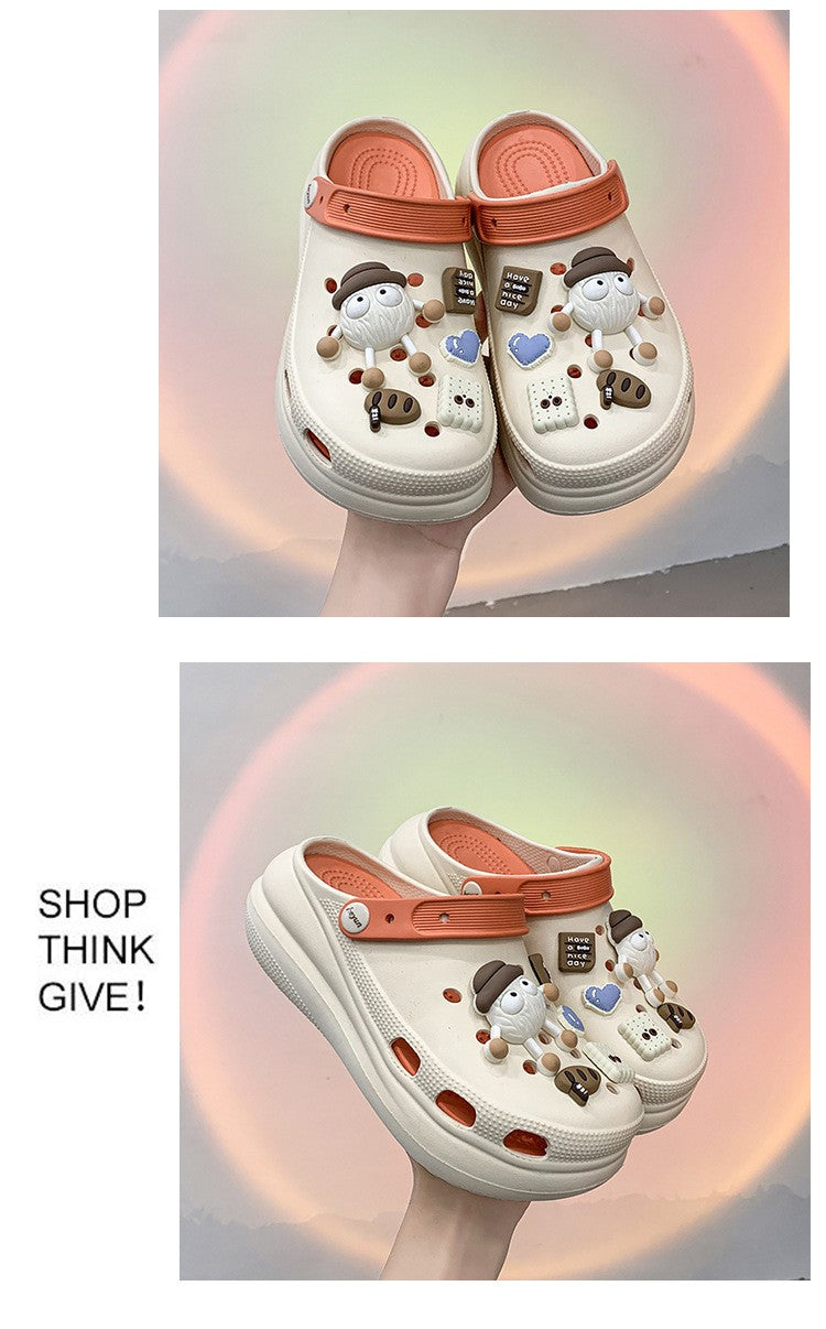 Fashion Diy Clogs Sandals Women 2024 Summer Chunky Platform Slippers Woman Thick Bottom Closed Toe Beach Slippers Mujer