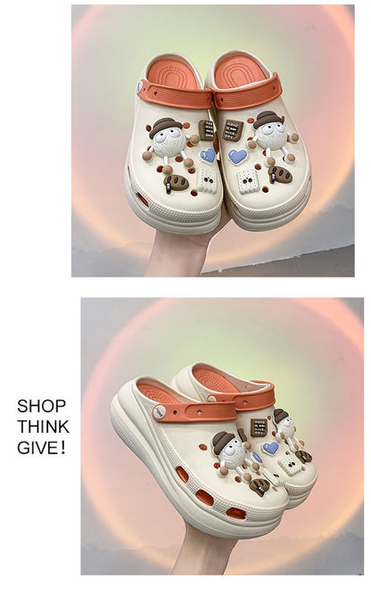 Fashion Diy Clogs Sandals Women 2024 Summer Chunky Platform Slippers Woman Thick Bottom Closed Toe Beach Slippers Mujer