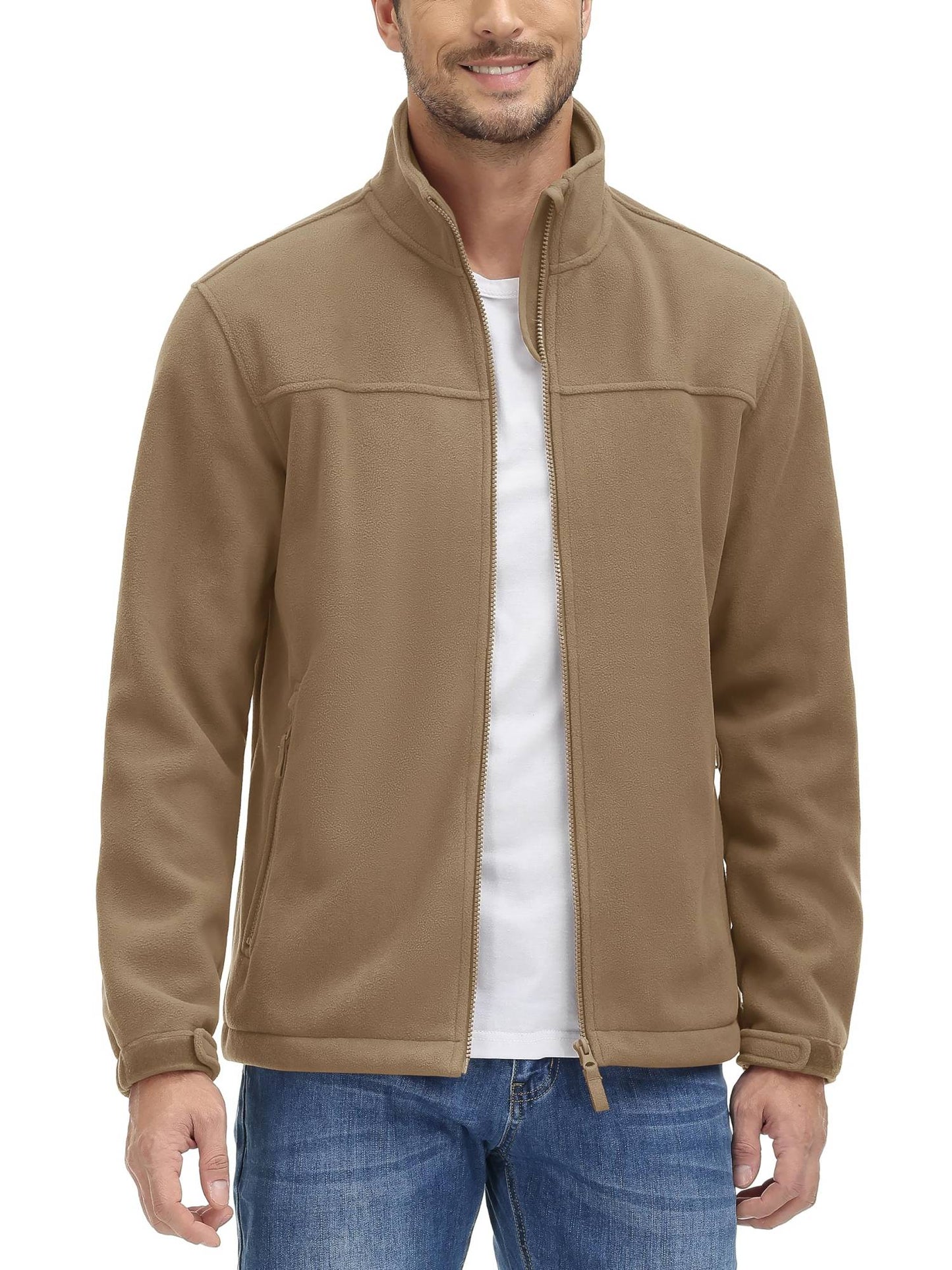 TACVASEN Winter Windproof Fleece Jackets Full Zip Mens Winter Jacket Multi-Pockets Work Coats Hiking Windbreaker Climbing Parka
