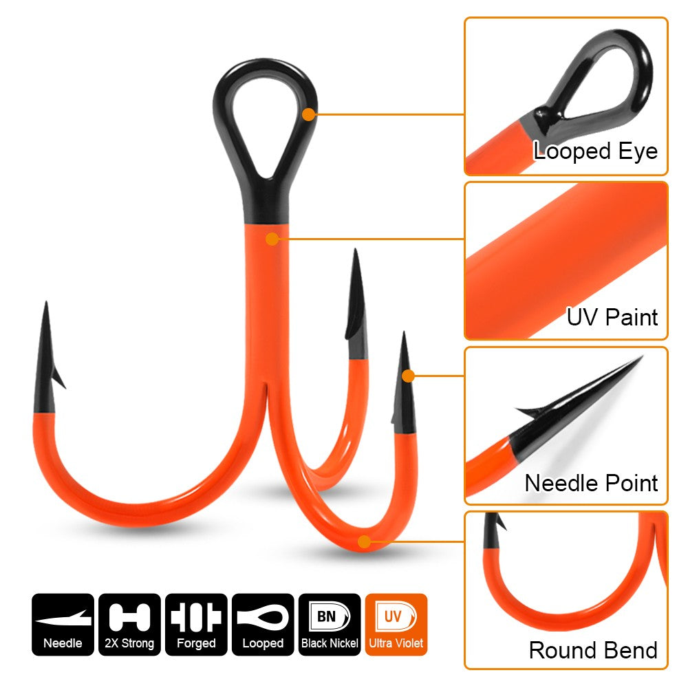 Spinpoler 1/0 2/0 3/0 Anzol UV 2X Forte Ponta Revestida Triplo Garateia Isca Artificial Pesca em Águas Profundas Robalo Lúcio Perca Equipamento