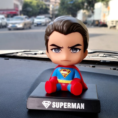 Versão Q do Boneco Batman Toy Figures Desenho Animado Bobble Head Enfeites de Carro Os Vingadores da Marvel Boneco do Capitão América Homem-Aranha