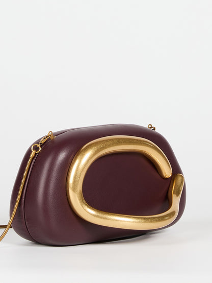 Gold metal Closure Box Clutch Bag women evening wedding party cute purse bag handbag dark red color 2024 winter new