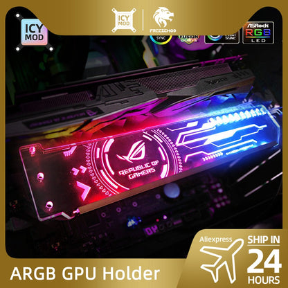 Suporte de GPU Horizontal ARGB Personalizável para VGA RGB Suporte para Placa de Vídeo Placa Gráfica Base AURA DIY PC Water Cooler CPU