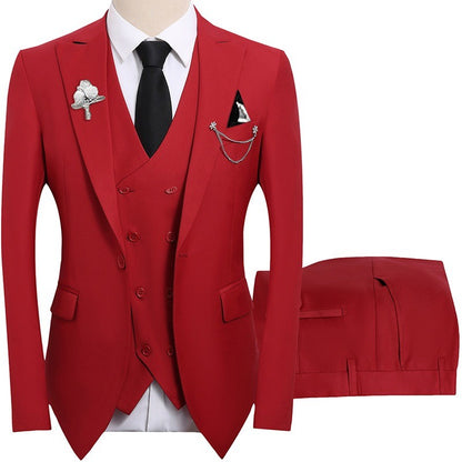 High Quality Classic Men Suit Tuxedo Peak Lapel Groomsmen Wedding Suits Set 3 Pieces(Jacket+Pants+Vest)Fashion Men Business Suit