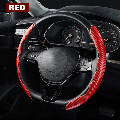 Capa Universal de Volante Antiderrapante de Fibra de Carbono para Carro, Capa Auxiliar de Volante para Carro, Acessórios Antiderrapantes