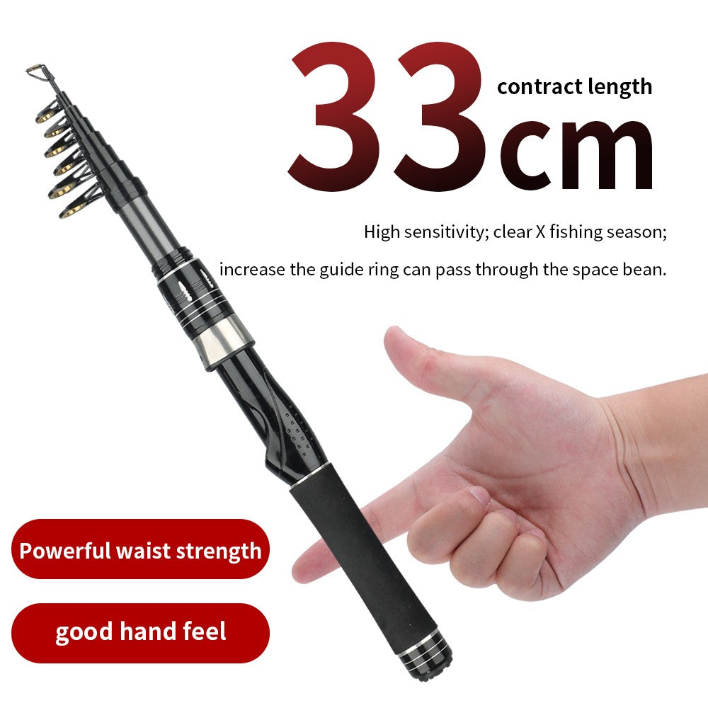 Portable Mini Sea Rod 33cm Closed Length Carbon Fiber Spinning Rod Travel Fishing Pole Rock Rod