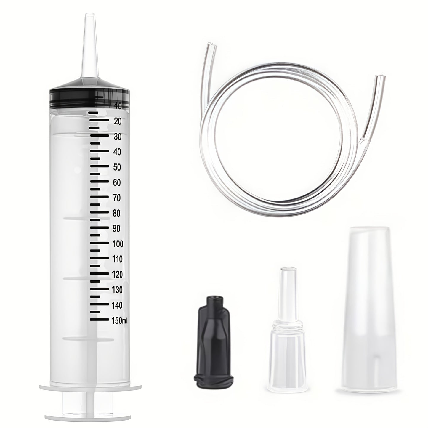 Seringa grande de 60/100/150ml com 100 cm de tubo, conversor, conjunto de tampa, injetor de jardim, para batom líquido, tinta, resina epóxi, óleo