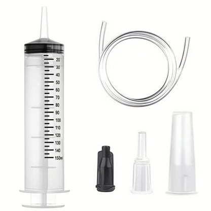 Seringa grande de 60/100/150ml com 100 cm de tubo, conversor, conjunto de tampa, injetor de jardim, para batom líquido, tinta, resina epóxi, óleo
