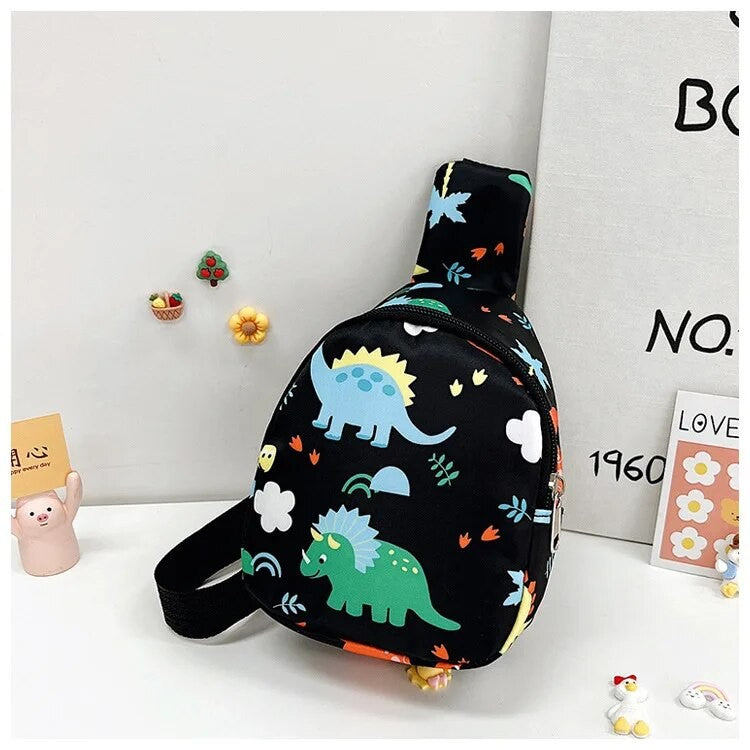 Bolsas de Ombro de Dinossauro Fofas Infantis Bolsas de Peito Casuais Novas para Meninas e Meninos Porta-Moedas de Nylon Bolsas Pequenas a Tiracolo