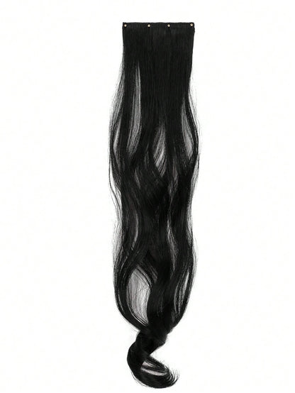 7 peças, onda grande, preto, 22 polegadas, médio, aplique de cabelo sintético com clipe